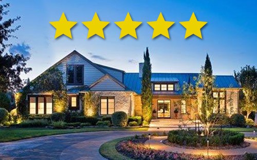5 stars above beautifully well-lit home