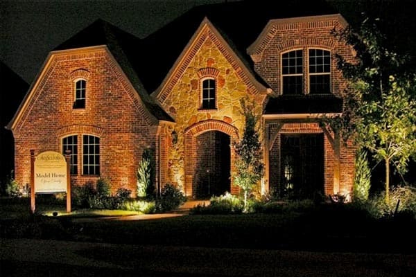 Lighting improves the curb appeal of a model home